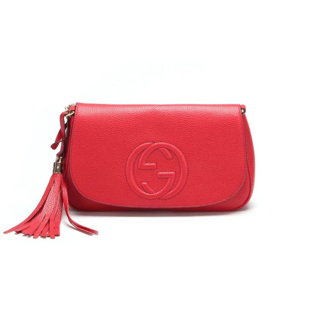 Pre Loved Gucci Gucci Soho Leather Chain Crossbody Bag Red -Pre Owned Condition - Picture 2 of 8